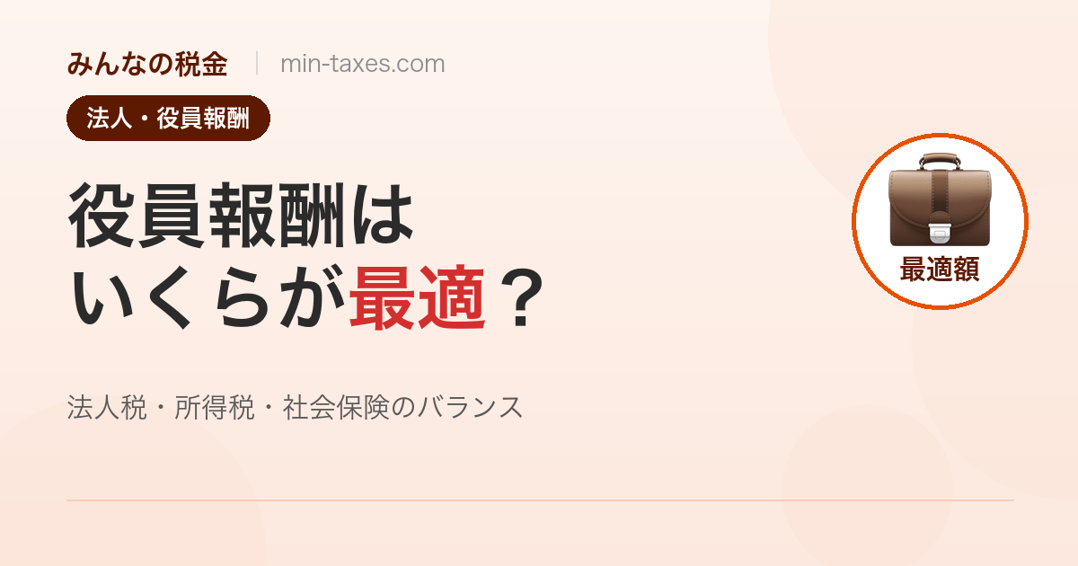 役員報酬はいくらが最適？法人税と社会保険料のバランスで計算